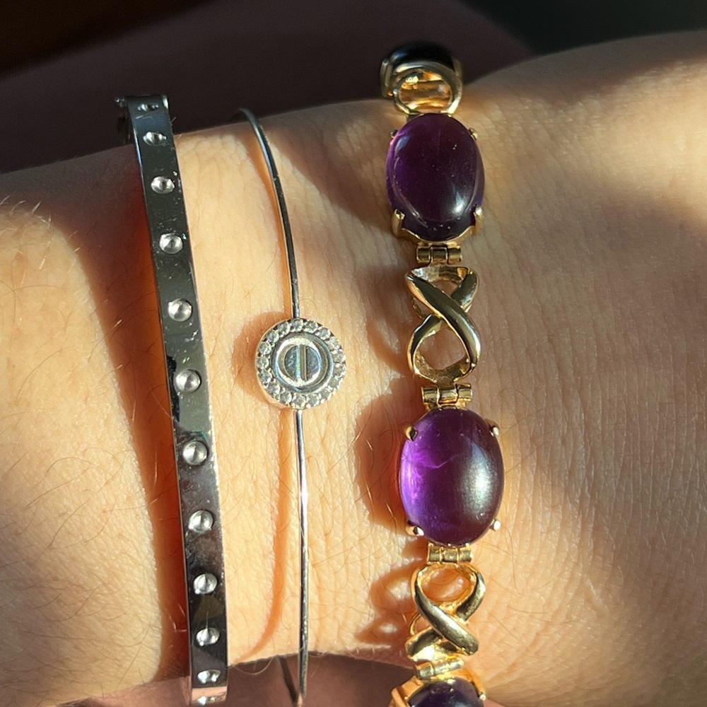 Designer Gumps Cabochon Amethyst bracelet 14k gold